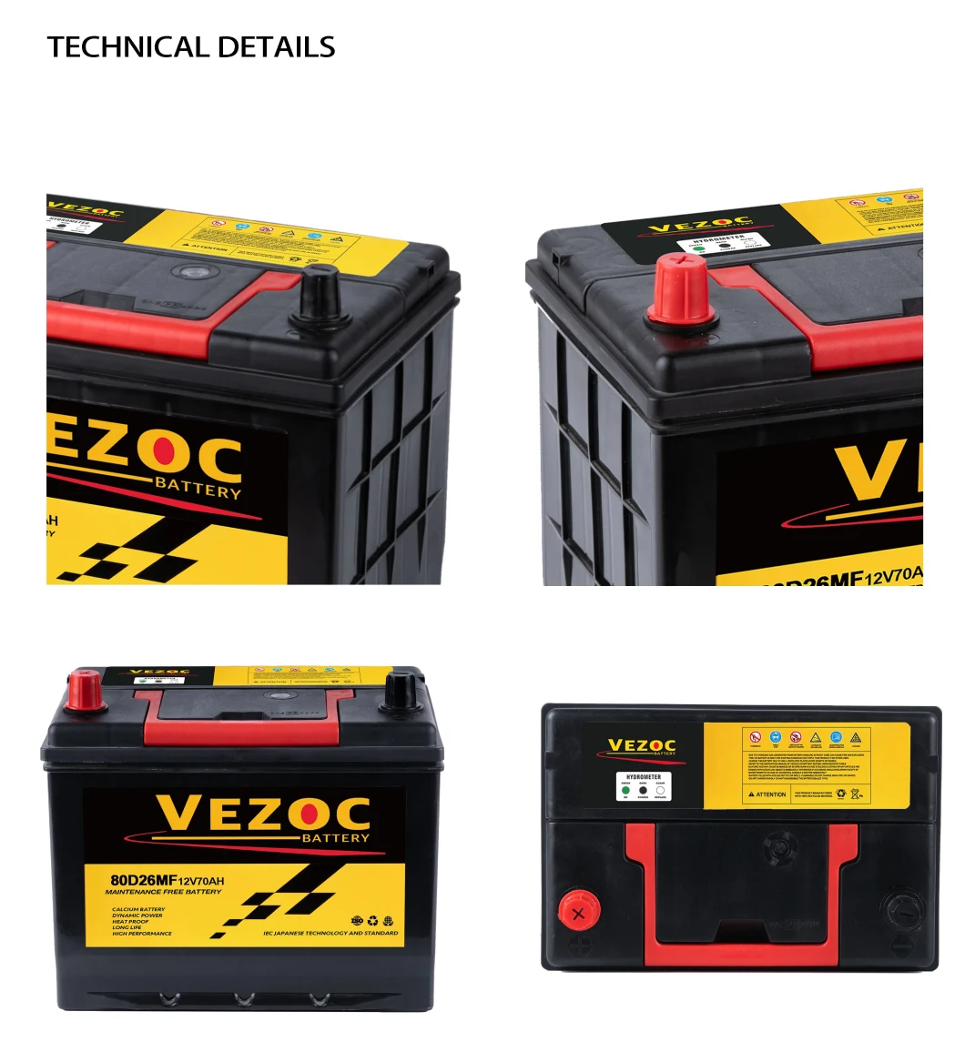 N70-80d26 Long Duration Car Battery High CCA 12V70an Auto Battery